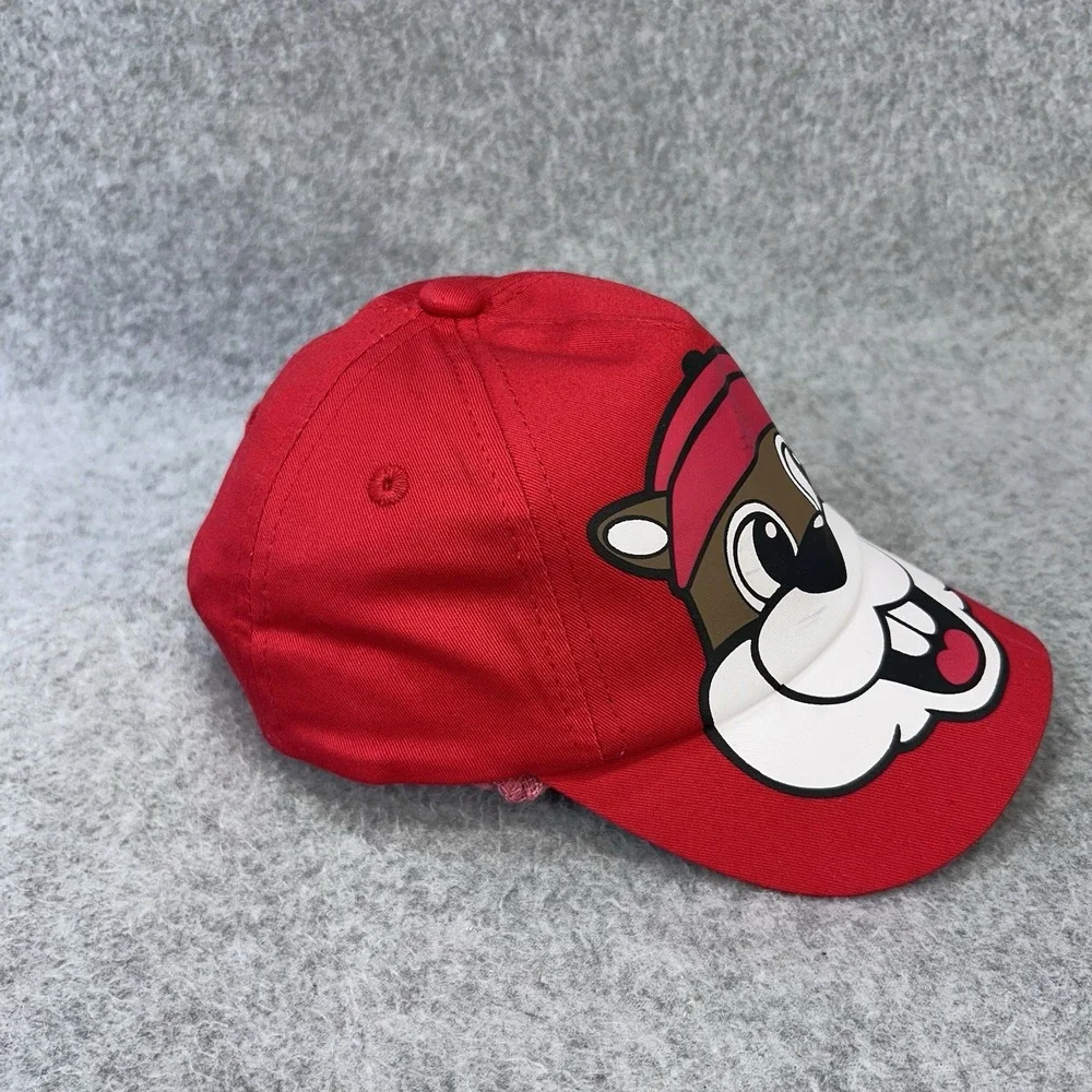 Buc-ee's Infant‎ Beaver Face Ball Cap Red Elastic Back UPF 50+ Cotton